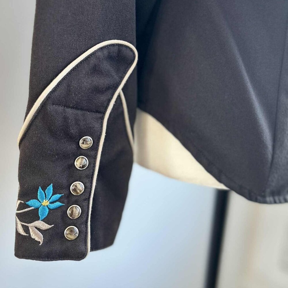 Vintage Roper Espresso Embroidered Floral Western Snap Shirt with Piping – US S - Picture 10 of 14